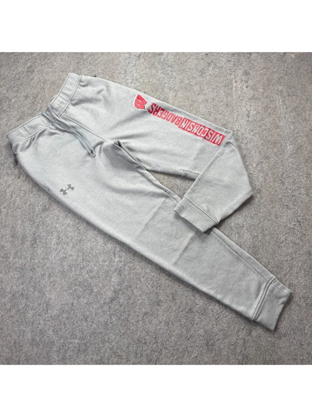 Wisconsin Badgers Under Armour Jogger Pants Men M Gray Fleece ColdGear 28.5"